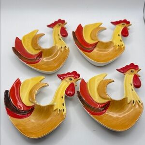 Vintage 1960s Holt Howard Coq Rouge Rooster dish x 4